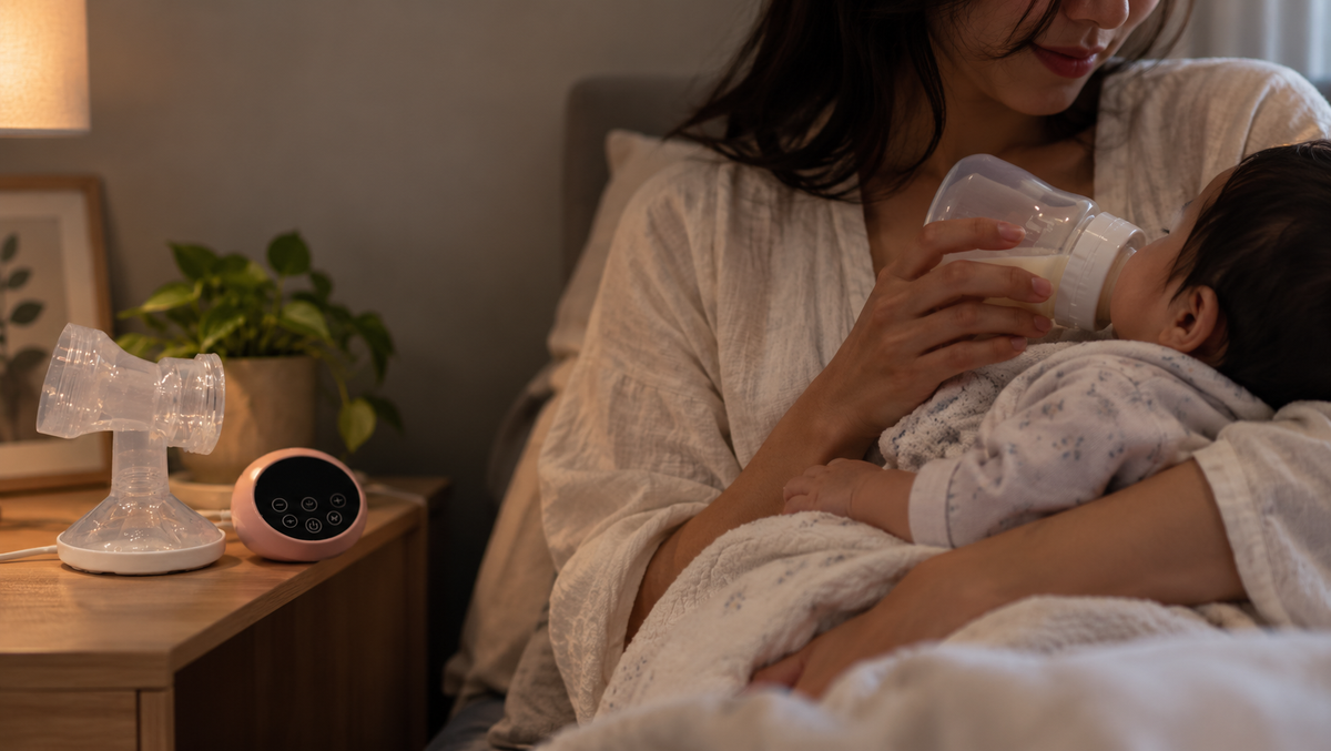 Best electric breast pump beside a mother feeding her baby