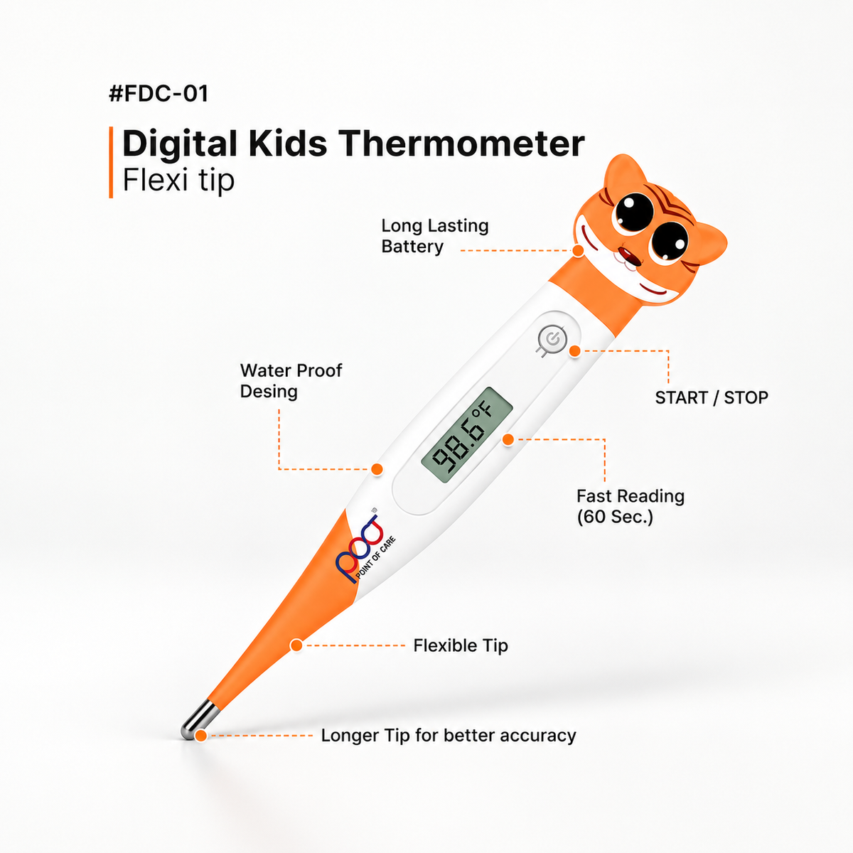 Digital Thermometer Flexi PFT-10 Kids (Flexible Tip)