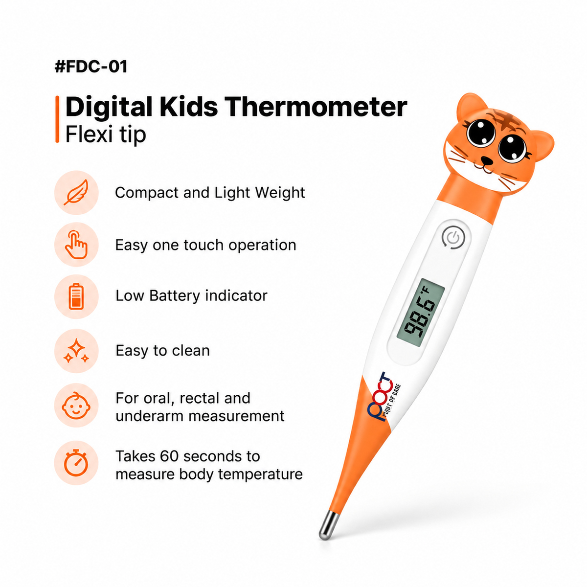 Digital Thermometer Flexi PFT-10 Kids (Flexible Tip)