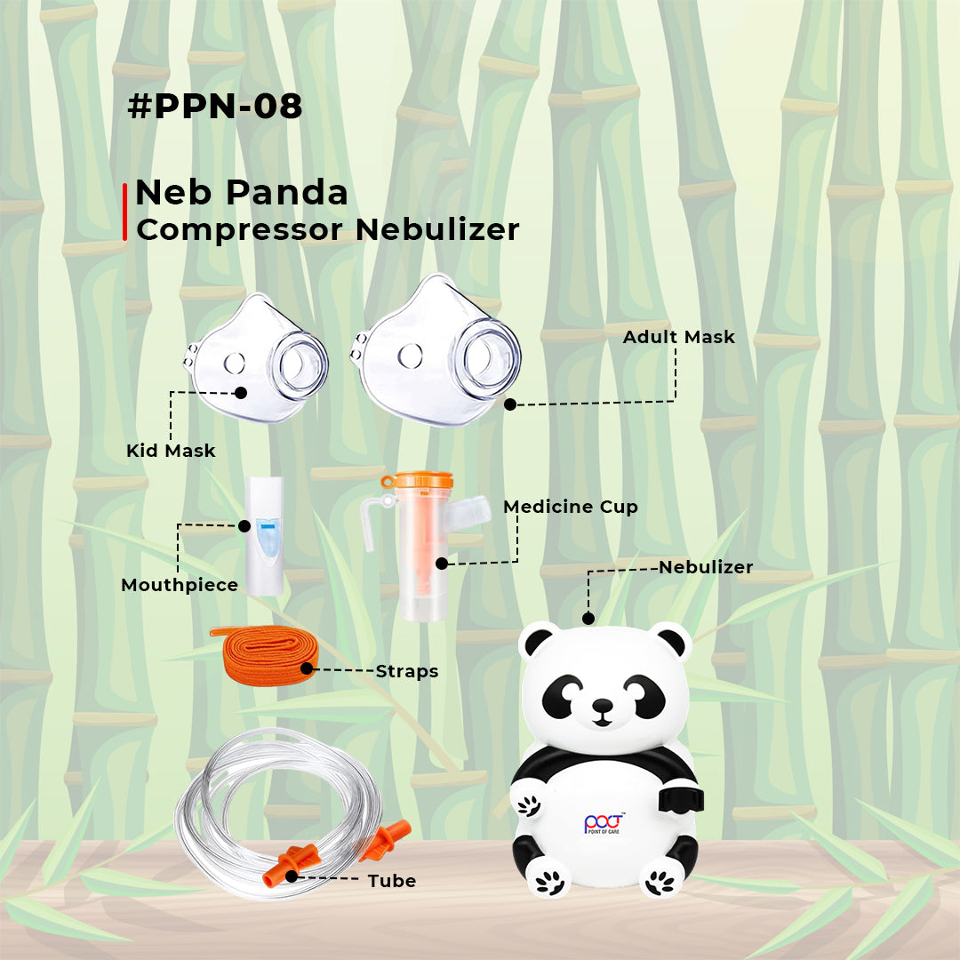 Nebula compressor nebulizer with panda design on a bamboo background