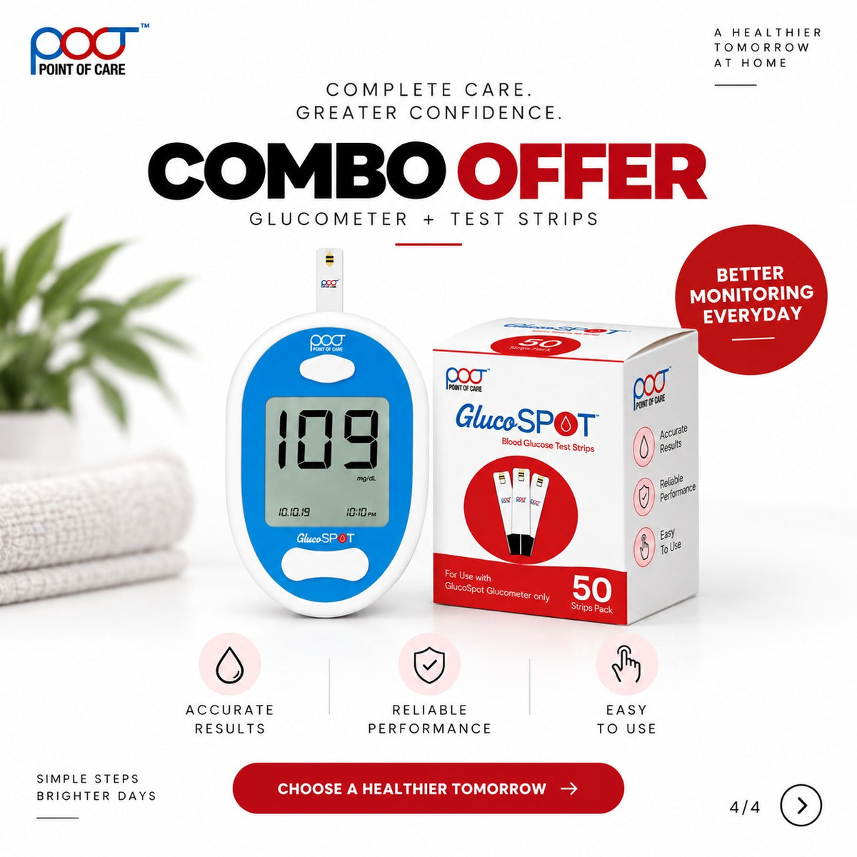 Gluco Spot Semi Meter with Test Strips – Digital Blood Glucose Monitor for Home Use