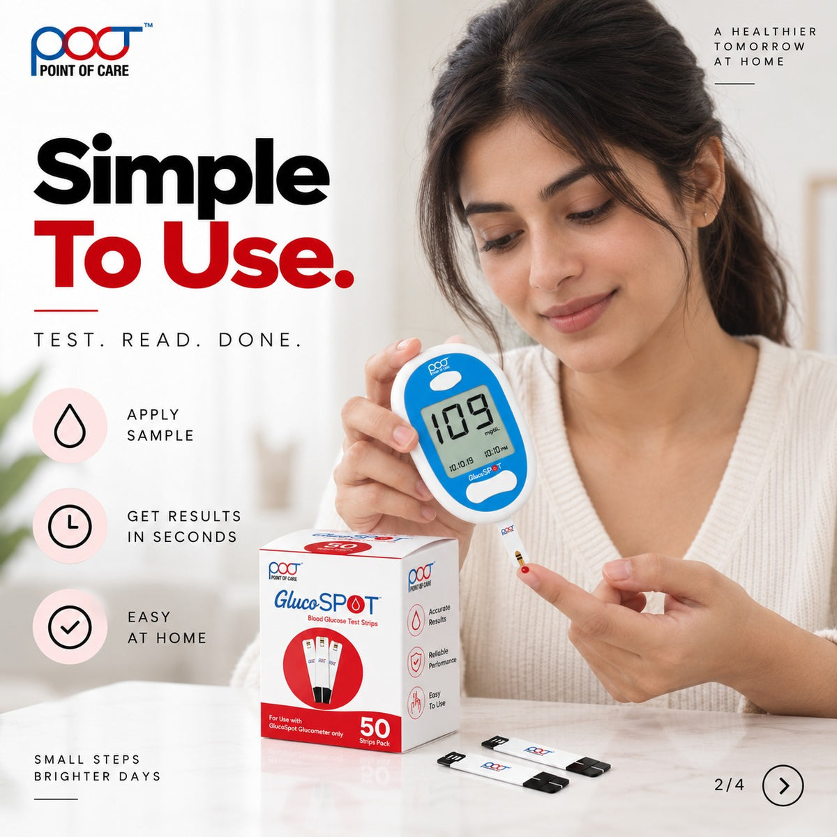 Gluco Spot Semi Meter with Test Strips – Digital Blood Glucose Monitor for Home Use